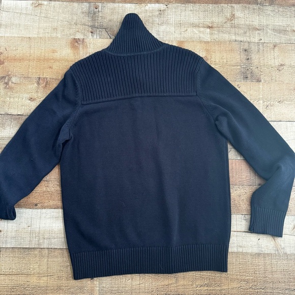 Banana Republic Full Zip Cotton Knit Jacket LARGE Navy Blue - Picture 2 of 7